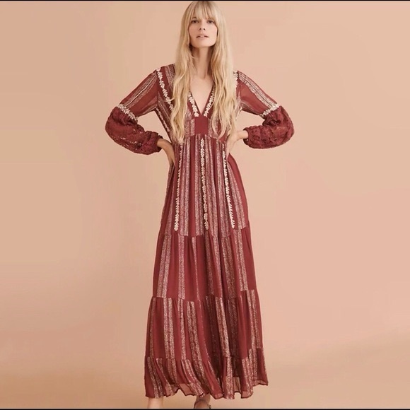 Verb for Anthropologie Blaise Embroidered Lace Maxi - Picture 1 of 8